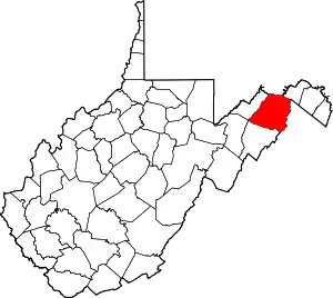 Map of West Virginia highlighting Hampshire County