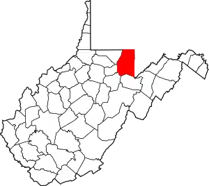 Map of West Virginia highlighting Preston County