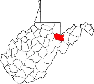 Map of West Virginia highlighting Tucker County