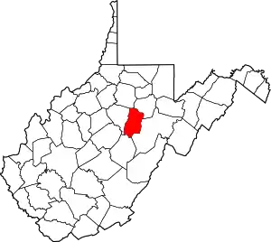 Map of West Virginia highlighting Upshur County