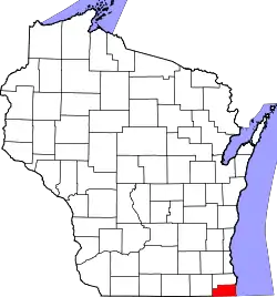 State map highlighting Kenosha County