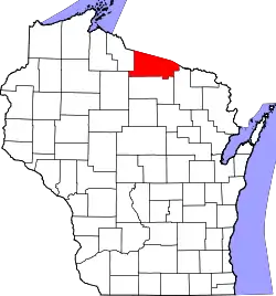 State map highlighting Vilas County