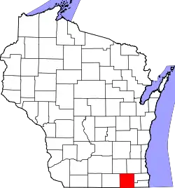 State map highlighting Walworth County