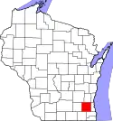 State map highlighting Waukesha County