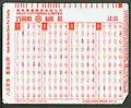 舊款六合彩彩票前面，已於2009年6月21日起轉用軟身彩票