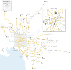 Melbourne tramway network, 2011.