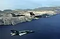 米格-21戰鬥機和美國海軍的F-14雄貓式戰鬥機編隊飛行