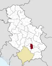 Location of the municipality of Prokuplje within Serbia