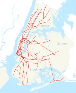 東公園道-布魯克林博物館車站在紐約地鐵的位置