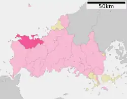 長門市在山口縣的位置