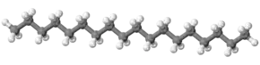 Ball-and-stick model of the octadecane molecule