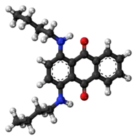 Ball-and-stick model of the Oil Blue 35 molecule