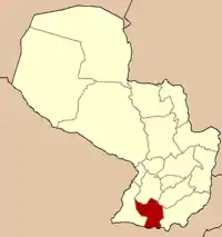 Map of Paraguay highlighting the department