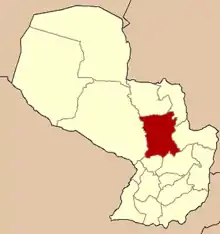 Map of Paraguay highlighting the department