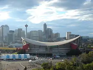 The Saddledome and Calgary skyline