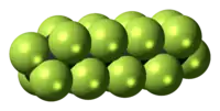 Space-filling model of perfluorooctane