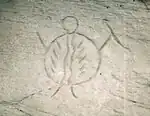 A petroglyph from Writing-on-Stone Provincial Park, Alberta, Canada.