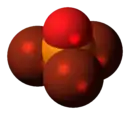 Space-filling model of the phosphoryl bromide molecule