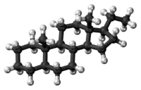 Ball-and-stick model of the pregnane molecule