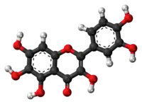 Ball-and-stick model of the quercetagetin molecule