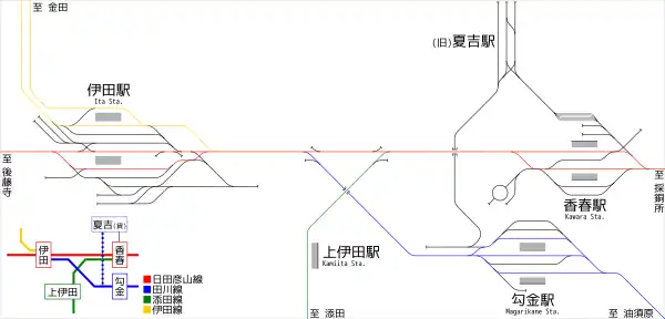 夏吉站周邊配線略圖（1978年，日本水泥專用線時代）