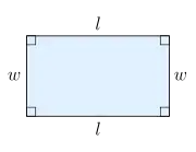 A rectangle with length and width labelled