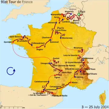 Route of the 2004 Tour de France