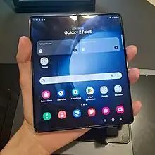 The Samsung Galaxy Fold 5 foldable smartphone display