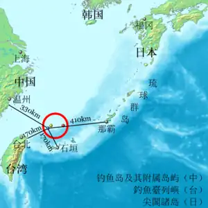 Location of 釣魚臺列嶼