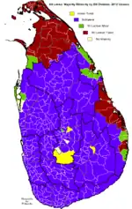 Distribution of majority ethnicity by DS Division according 2012 census