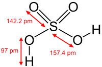 S=O bond length = 142.2 pm, S-O bond length = 157.4 pm, O-H bond length = 97 pm