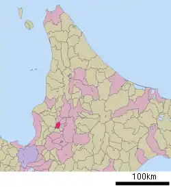 砂川市在北海道的位置