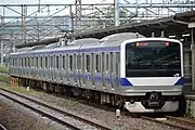 黑磯至新白河間運行的E531系交直流電車（時刻表改正前的2017年8月21日攝）