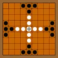 薩米板棋（Tablut）9×9棋盤，N=8國王達陣區在捉王方起始位置