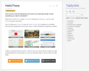 Screenshot of TiddlyWiki