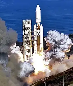 A Titan IV rocket lifts off from Space Launch Complex 4 East at Vandenberg AFB on 19 October 2005.