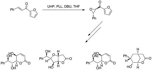 The Juliá–Colonna Epoxidation has been applied to the Total Synthesis of (+)-goniotriol 7, (+)-goniofufurone 8, (+)-8-acetylgoniotriol 9 and gonio-pypyrone.