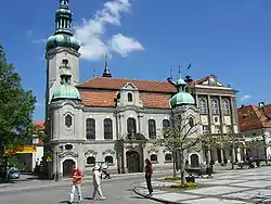 Lutheran church and town hall in Pszczyna