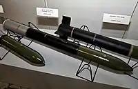 右側的是BMP-3步兵戰車的100毫米9K116-3「寓言」；在炮彈以外還有一枚導彈。