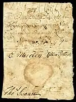 North Carolina colonial currency, 3 pounds sterling, 1729 (obverse)