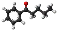 Ball-and-stick model of the valerophenone molecule