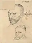 Two Self-Portraits and Several Details, Drawing, Paris, 1886梵高博物馆，阿姆斯特丹 (F1378r)