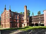 Verla groundwood and board mill museum、built in red brick.