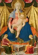 扎諾比·斯特羅齊（英语：）的《謙卑的聖母與兩個奏樂天使》（Madonna dell'Umiltà con due angeli musicanti），83.5 × 56.8cm，約作於1448－1450年，2001年由安東尼奧和比安卡·德·費奧（Antonio e Bianca de Feo）捐贈