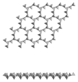 頁矽酸鹽，由六個四面體單元的環組成的單層結構，葉沸石（zeophyllite）