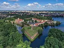 Recent photo of Spandau Fortress showing the water-filled moat and battlements