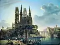 Gothic Cathedral by a River，1813