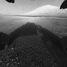 Curiosity landed on August 6, 2012 near the base of Aeolis Mons (or "Mount Sharp")