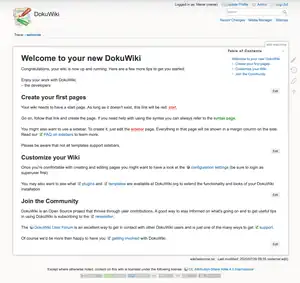 DokuWiki歡迎頁螢幕截圖