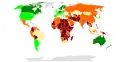 2012年失敗國家指數圖表  临界状态   有危险   基本线   稳定   最稳定   無資料 / 屬地